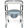 Folding Adjustable Bathroom Portable Commode Chair With Wheels Adult Elderly Disabled People Use 4