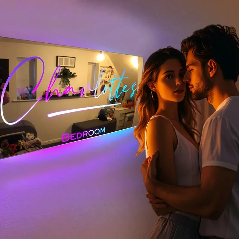 14680-270af3.jpg Personalized Name Mirror Light For Bedroom Flow LED Light Up Mirror for Wall Christmas Valentine's Day Wedding Gifts - Image 1