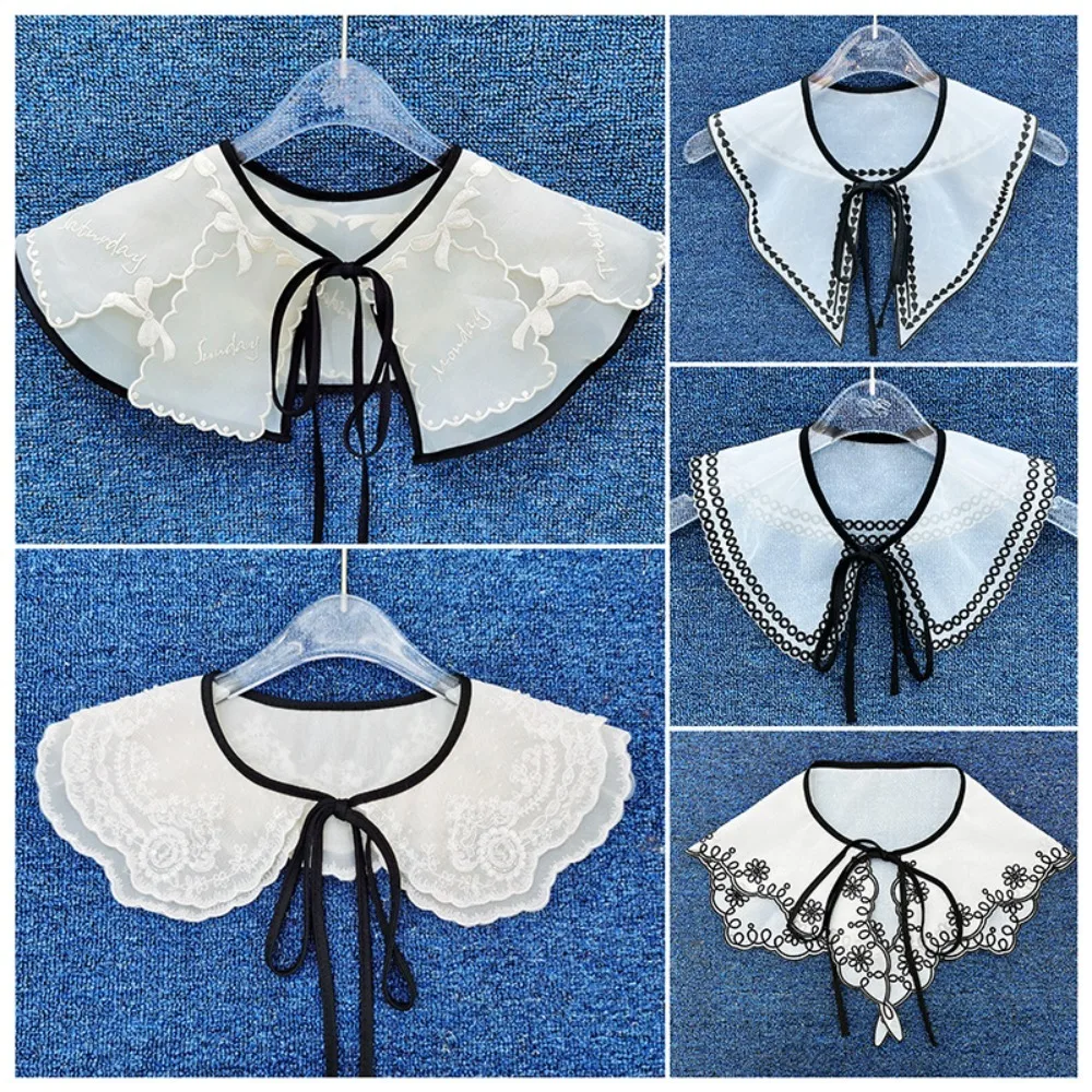 

Embroidery Women's Lace Collar New Double Layer Children's Clothing Dress Blouse Decor Women's Clothing Detachable Shirt