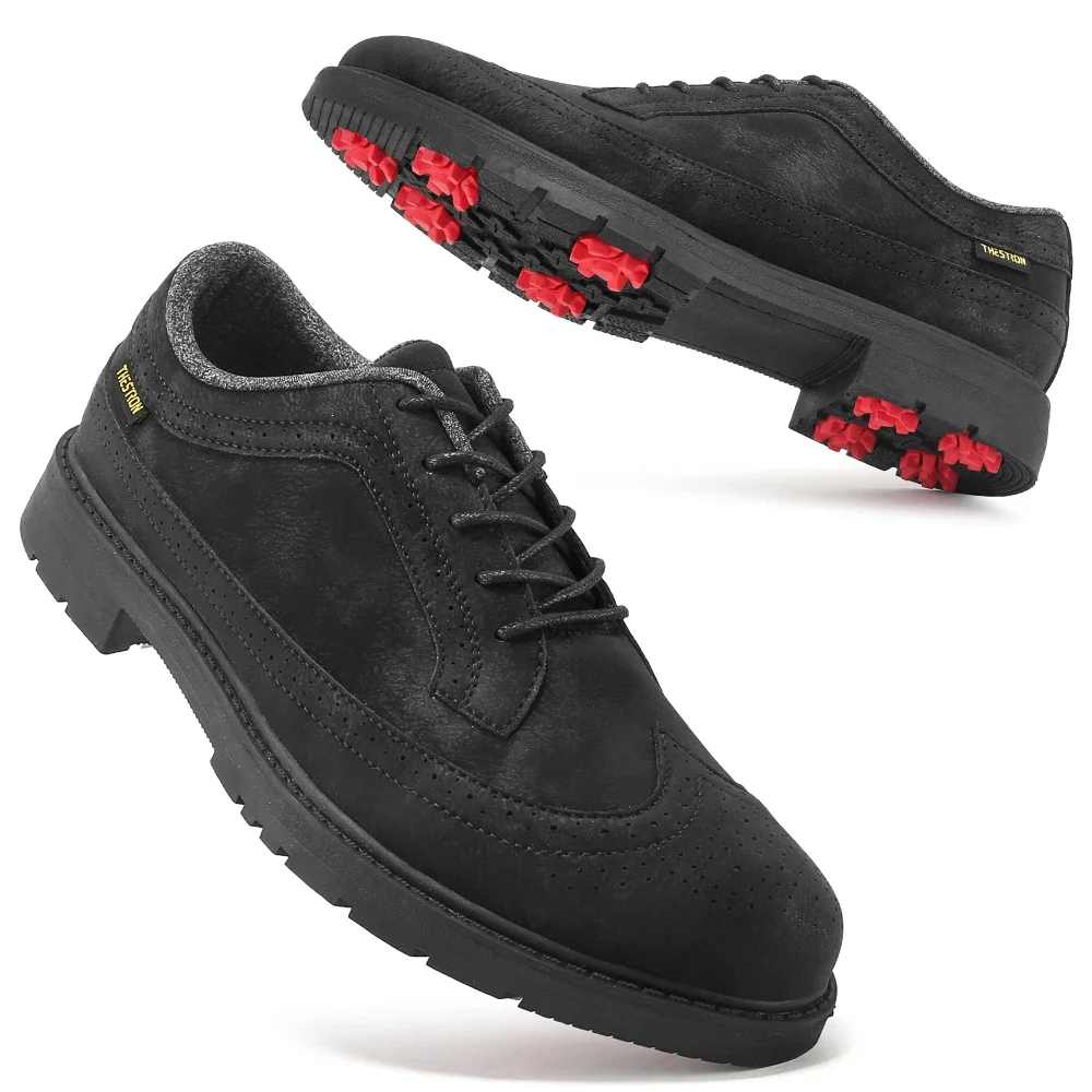 Men Professional Golfer Shoes Retro Classic Brogue Style Spikes