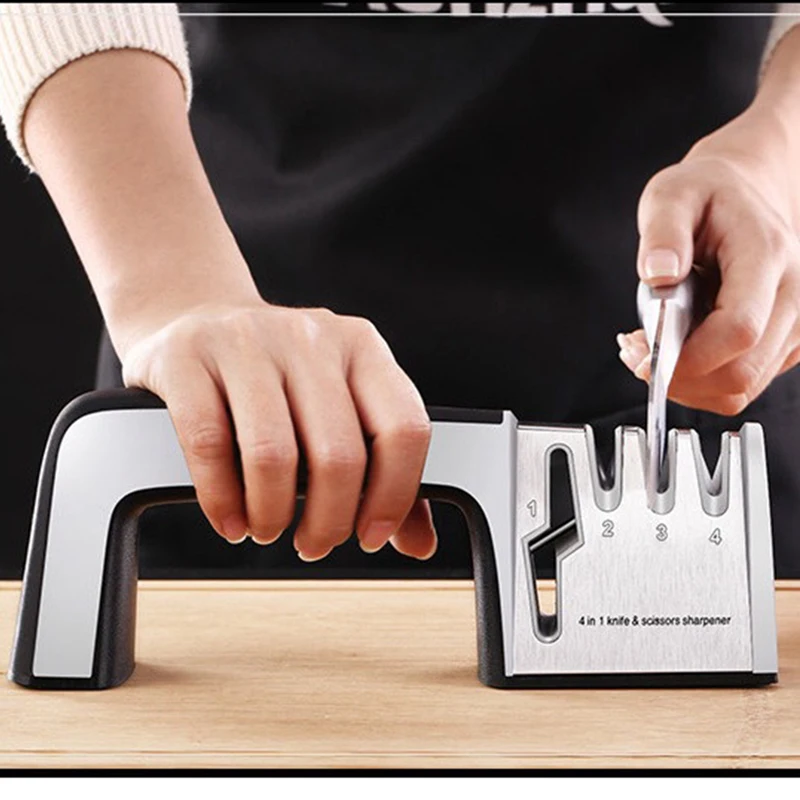 Versatile 4-in-1 Professional Knife and Scissor Sharpener for Stainless Steel Blades