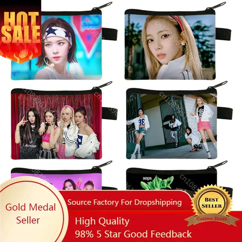 Kpop Aespa Coin Purse Aublum My World Women Wallets Spicy Money Coin Bags Winter/ Karina/Giselle/Ningning Card Earphones Holder
