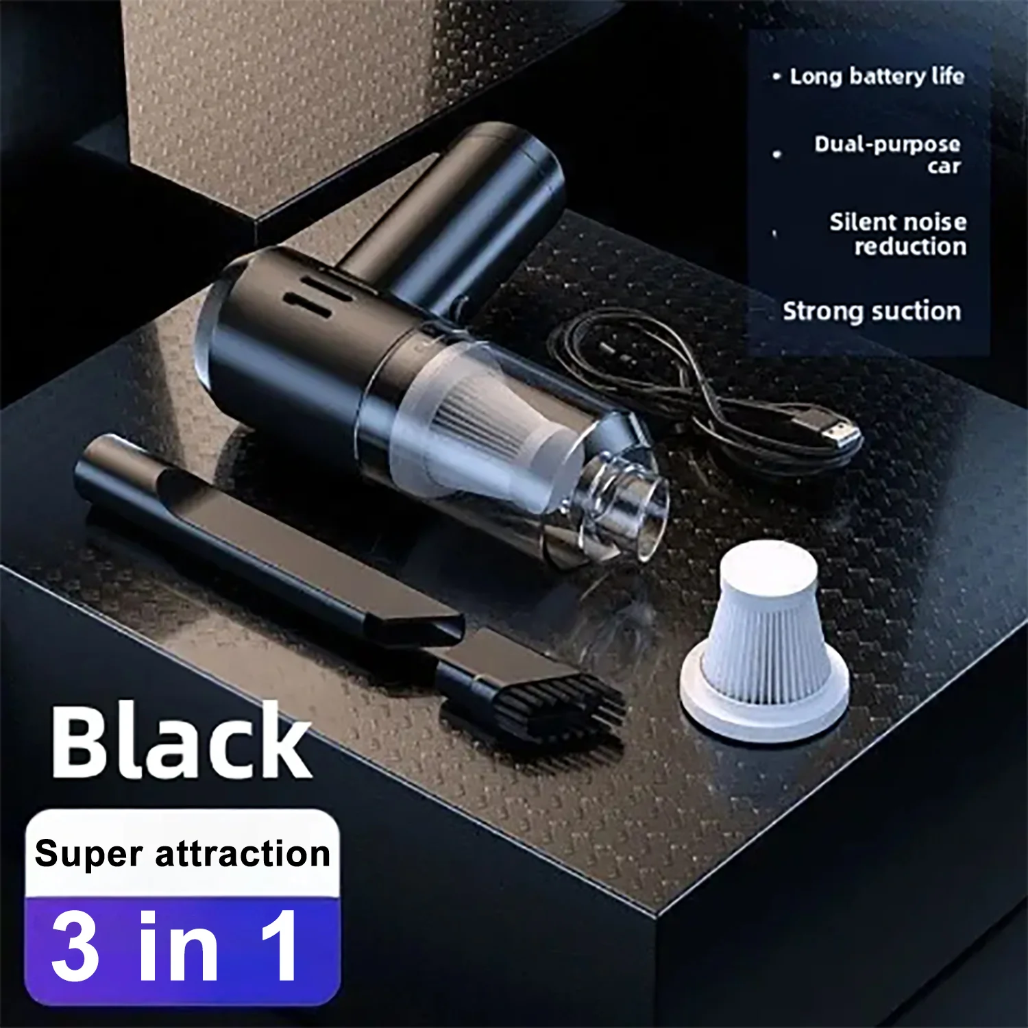 Car Vacuum Cleaner Handheld Auto Vacuum USB Charging Car Cleaner Small Car with Fully Automatic High Power Powerful Cleaning