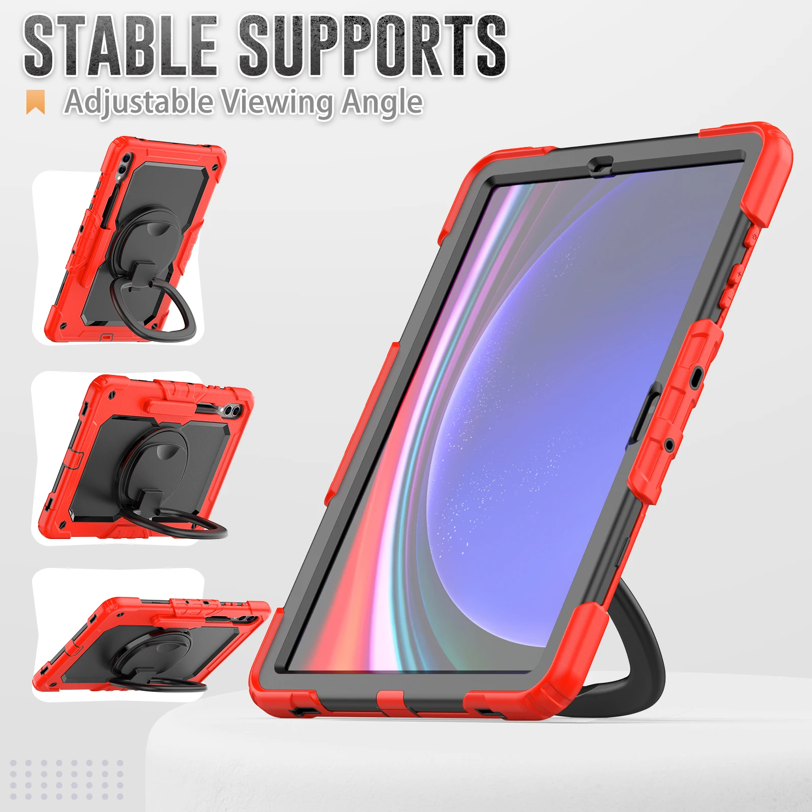 Heavy Duty 12.4-Inch Tablet Case with 360° Rotatable Bracket
