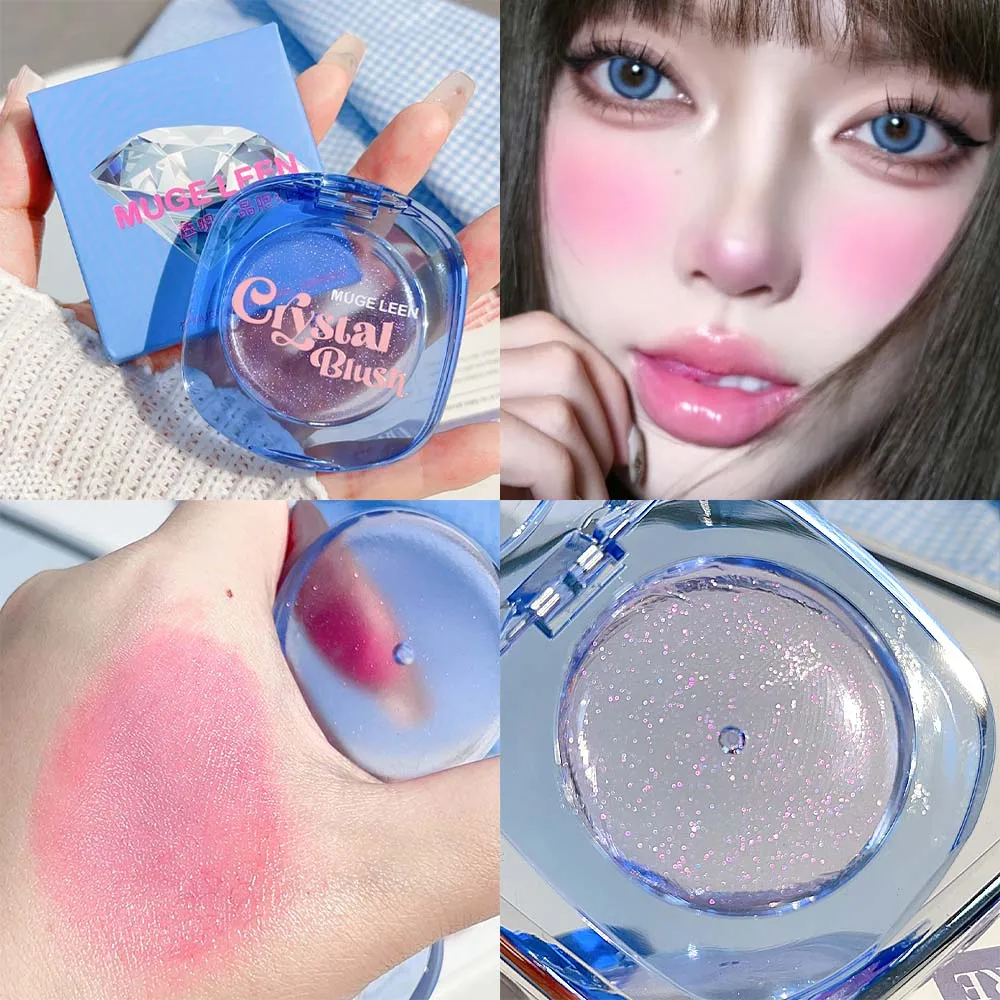 Matte Shimmer Color Changing Blush Cream Transparent Crystal Peach Pink Rouge Cheek Naturally Brightening Contour Blusher Makeup 2