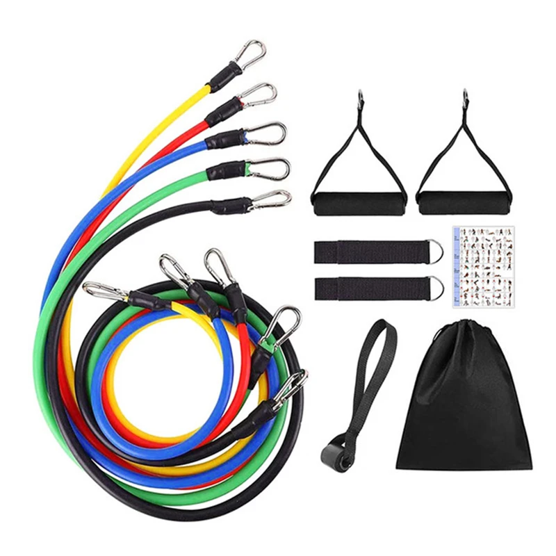 11pcs/Set Pull Rope, Resistance Bands, Portable Fitness Equipment, Ankle Strap, Chest Expander, Elastic Exercise Band 1