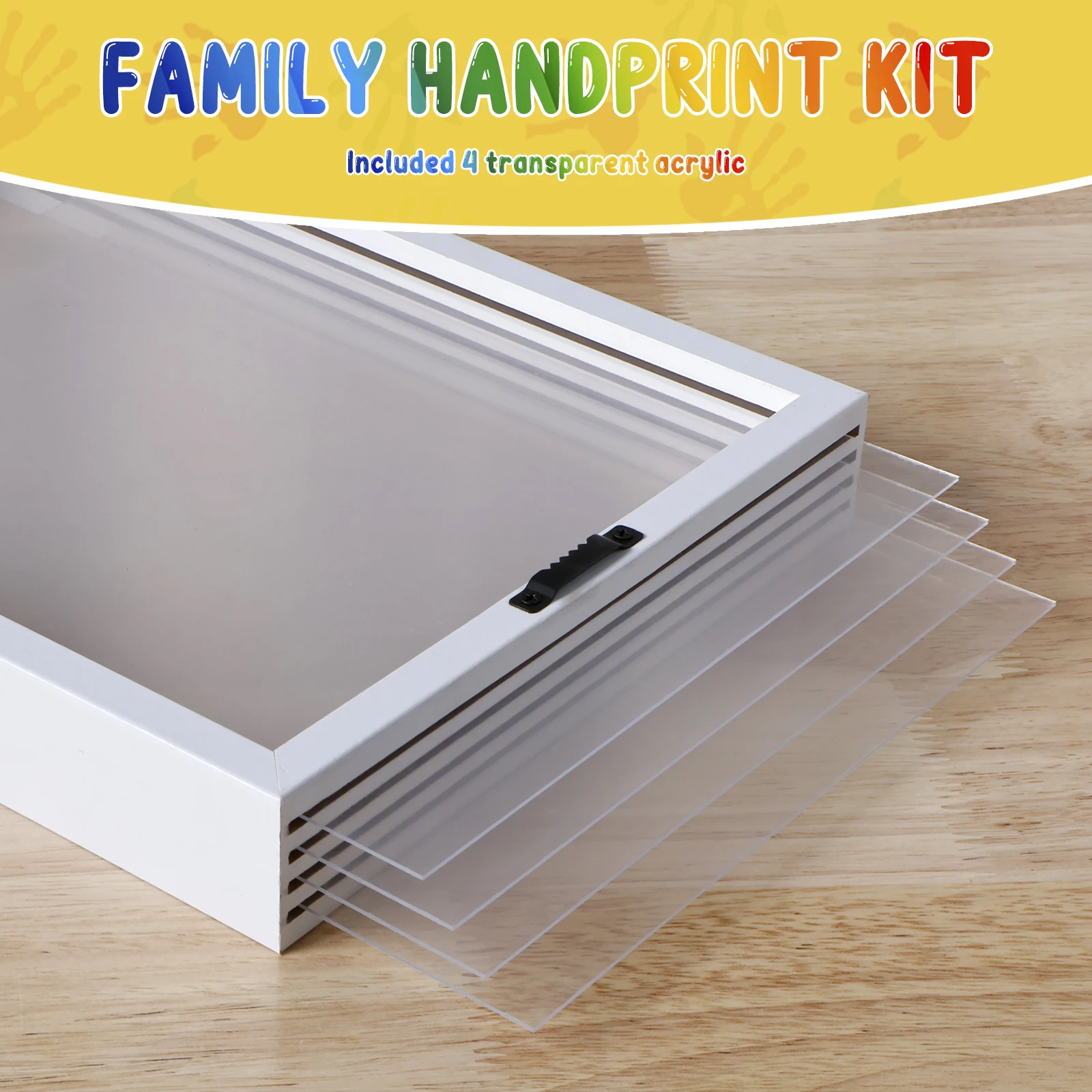 Ricordo Neonato Lastre Acriliche Set Di Impronte A Mano Famiglia Con Spazio Per 5, Set Di Regalo Nascita E Baby Shower Ricordo Neonato Lastre Acriliche Set Di Impronte A Mano Famiglia Con Spazio Per 5, Set Di Regalo Nascita E Baby Shower