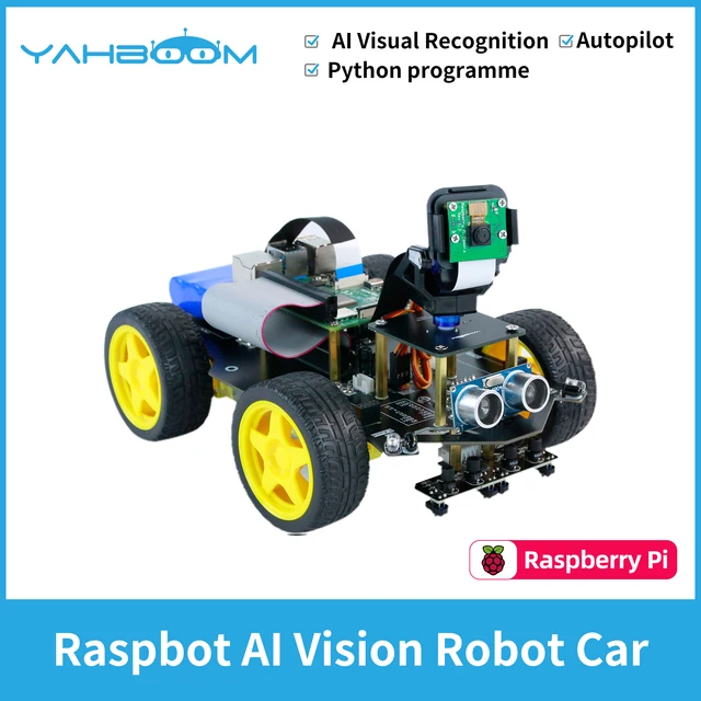 Raspbot AI Vision RobotCar Programmable Toy Kit with Camera for Raspberry Pi 4B 3B with Rechargeable Battery without RaspberryPi 1
