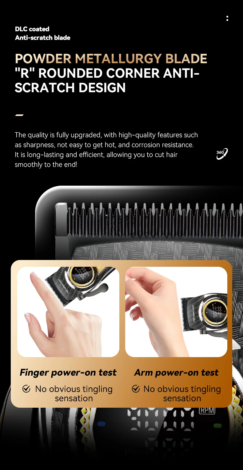 Description Picture 4 of itemKEMEI Profession Man LCD intelligent digital display Adjustable Hair clipper,Salon-grade barber scissors KM-2242