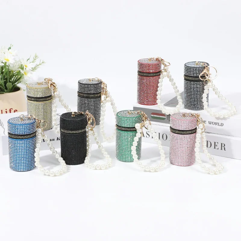 

Новая цилиндрическая стильная мини-сумка для губной помады из искусственной кожи, женская модная простая портативная монетница на молнии, сумка для монет с брелоком