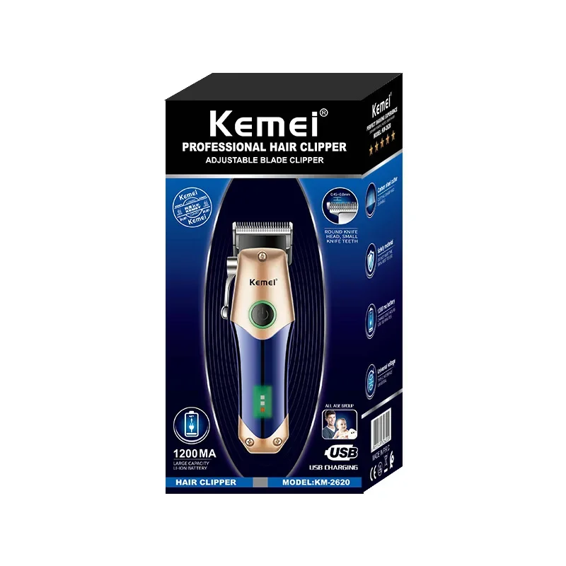 Kemei Professional Hair Clipper KM-2620 Long Range Automatic Push Clipper USB Fast Charging Hair Salon Electric Push Clipper 5