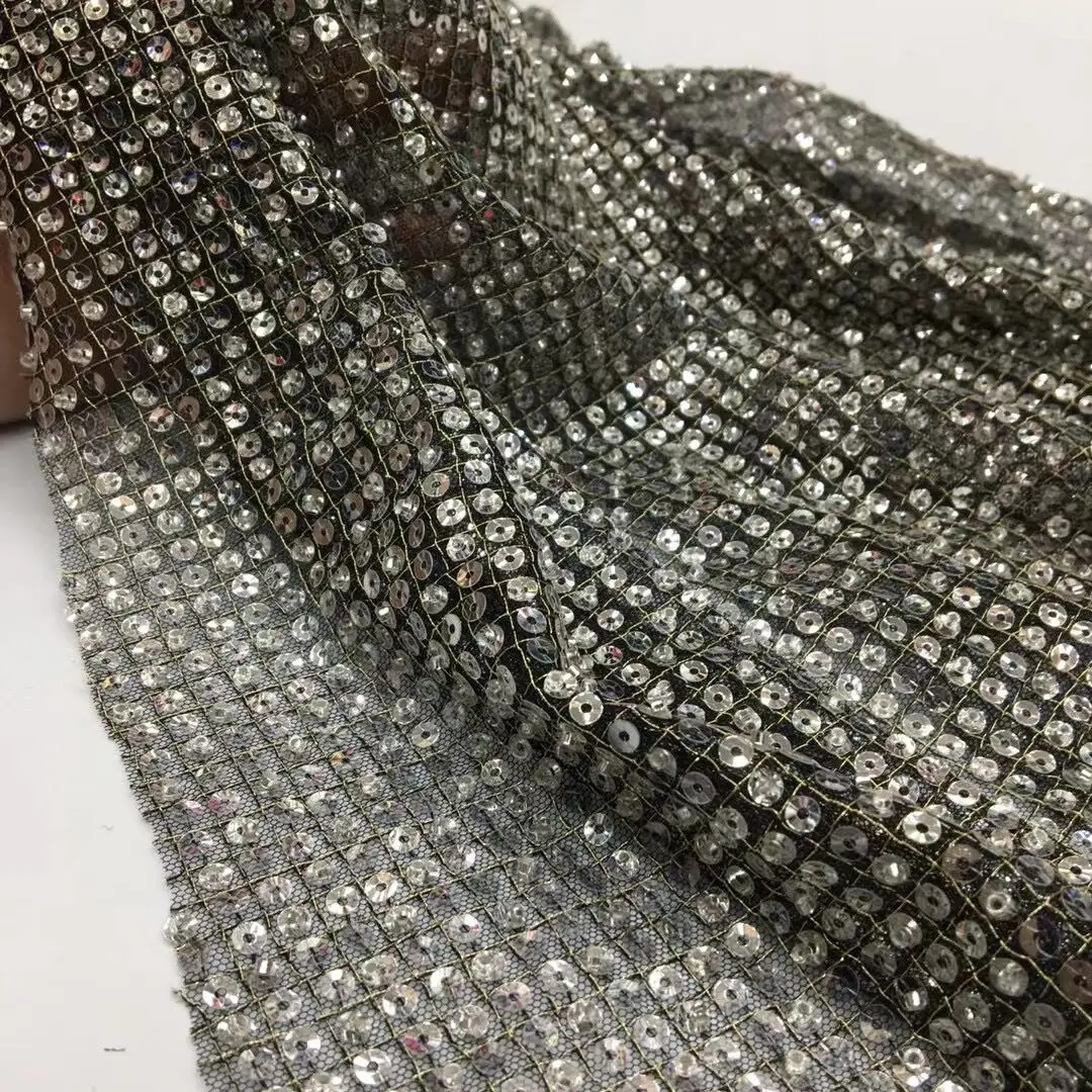 

African Sequins Lace Fabric ZH-1302186 High Quality Embroidery French Tulle Lace Fabric For Nigerian Party Wedding