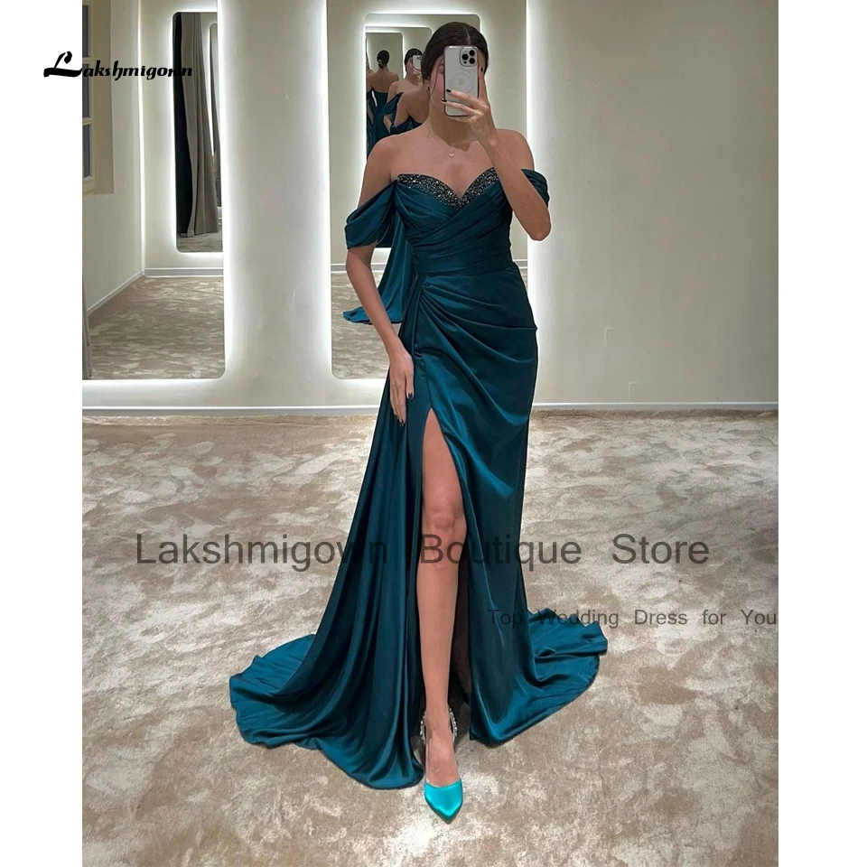 

Lakshmigown сексуальные женские атласные вечерние платья русалки с открытыми плечами 2024 Vestido Fiesta Boda пригласитada свадебное платье для гостей