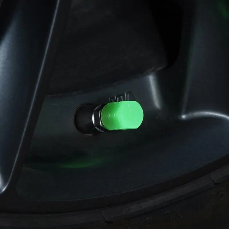 1/4Pcs Luminous Valve Caps Fluorescent Green Blue Night Glowing Car Moto Bicycle Wheel Styling Tyre Hub Universal Cap Decor
