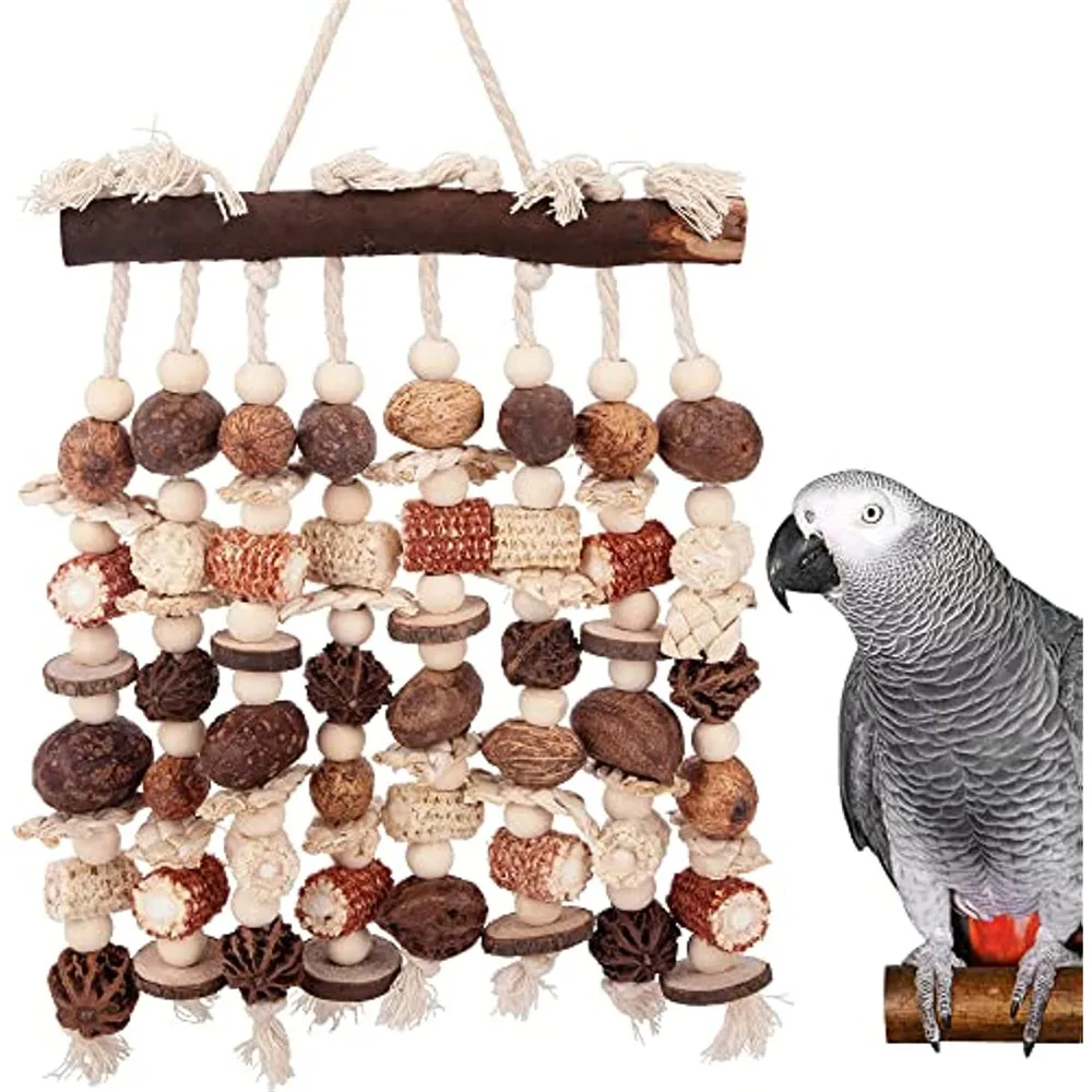 Wooden Parrot Parakeets Cage Bite Toys African Grey Parrot Toys