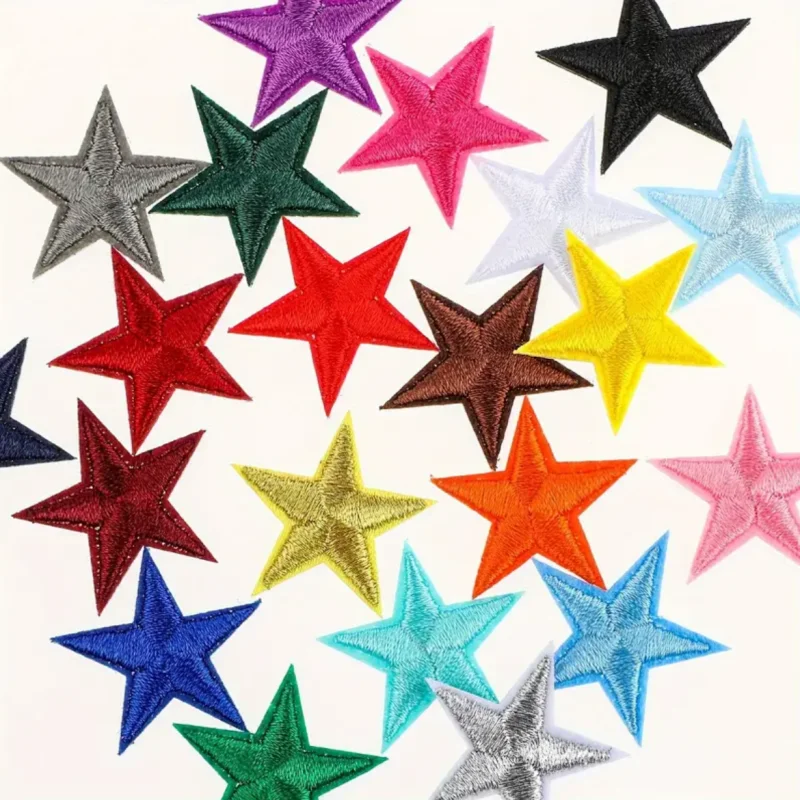 20 Teile/los Mini Fünfzackigen Stern Patches Gestickter Stoff Pentagramm Eisen Auf für DIY Handwerk Applikationen Handgemachte Accessoires – Detail 7