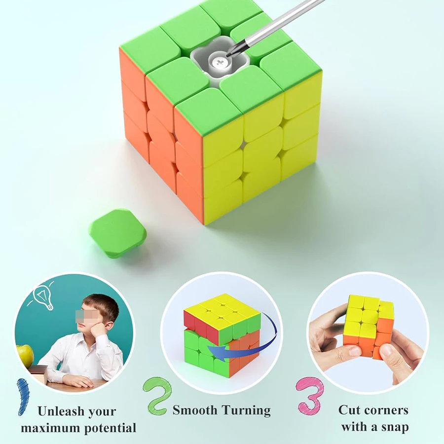 3X3 스피드 큐브 매직 큐브 비자석 스티커리스 큐브 퍼즐 장난감, 재미와 스트레스 해소를 위한 생일 선물 장난감 (어린이용)