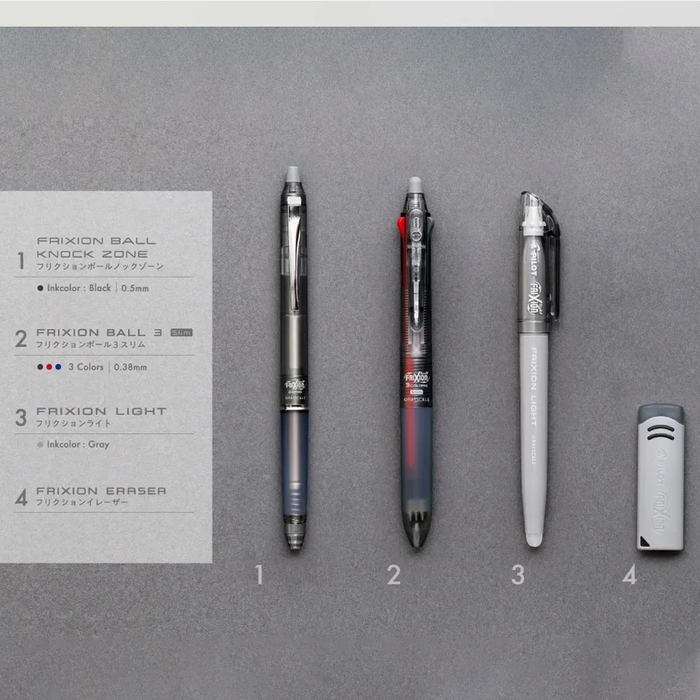 Pilot FriXion Grayscale–Erasable Ink, Fluorescent Eraser Pen, Magic Eraser Invisible, Black/Gray/White, Office/School Stationery 4