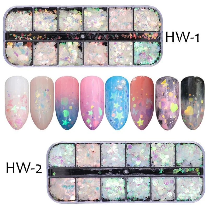 

1 Case Magic Mirror Glitter Nail Flakes Sequins Mixed ShapeManicure Decoration