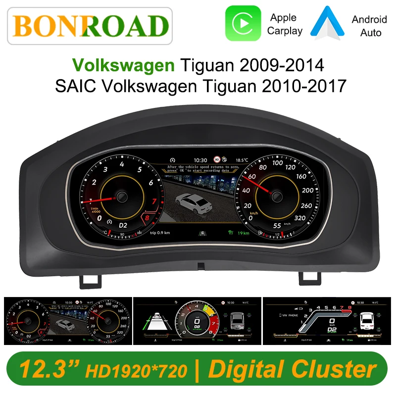Panel de Instrumentos Digital LCD Bonroad de 12.3'' para SAIC Volkswagen Tiguan 2010-2017, Radio para Auto, Panel de Instrumentos, Cabina 1