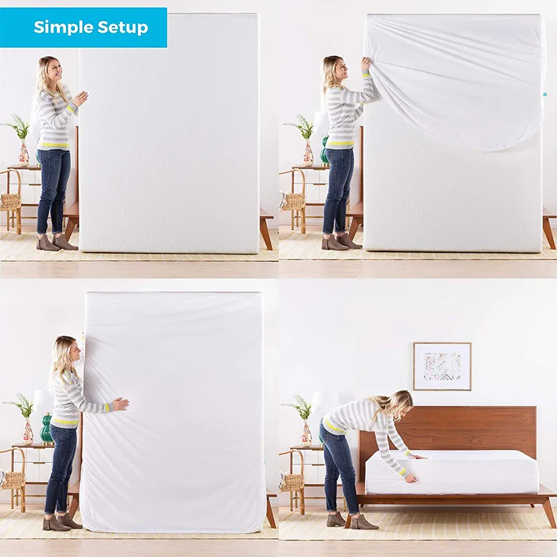 Waterproof Bed Sheet Cover Jacquard Mattress Protector Deep Pocket, Machine Washable Mattress Pad, Folding Design, Available In From Dou08, $16.06