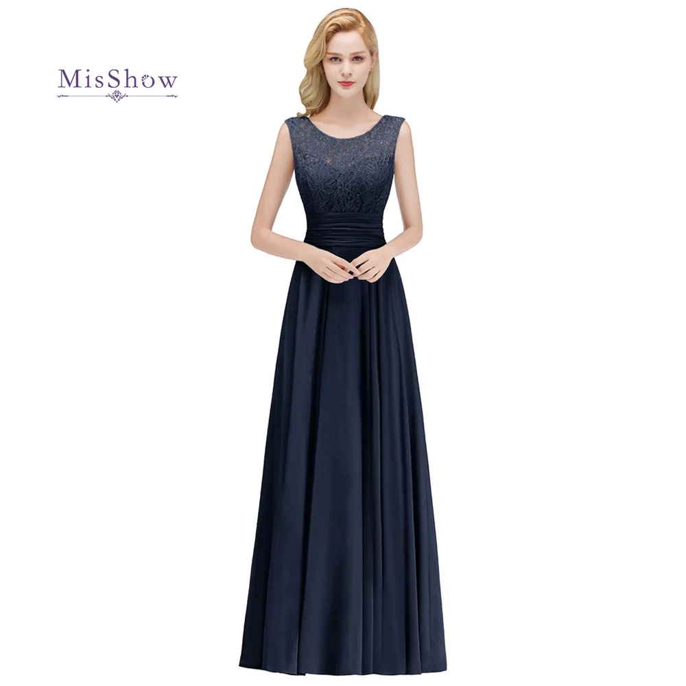 

24 hours Ship Elegant Lace Long Bridesmaid Dresses 2022 Sleeveless Chiffon Wedding Guest Maid Of Honor Party Dresses CPS1068