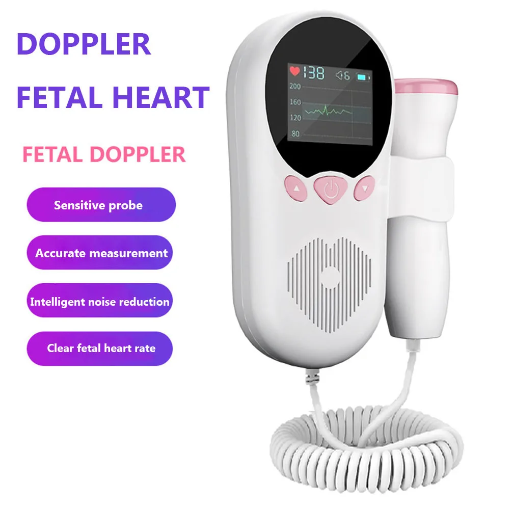 Fetal Doppler meter Baby Heart Beat Rate Monitor FHR LCD Probe