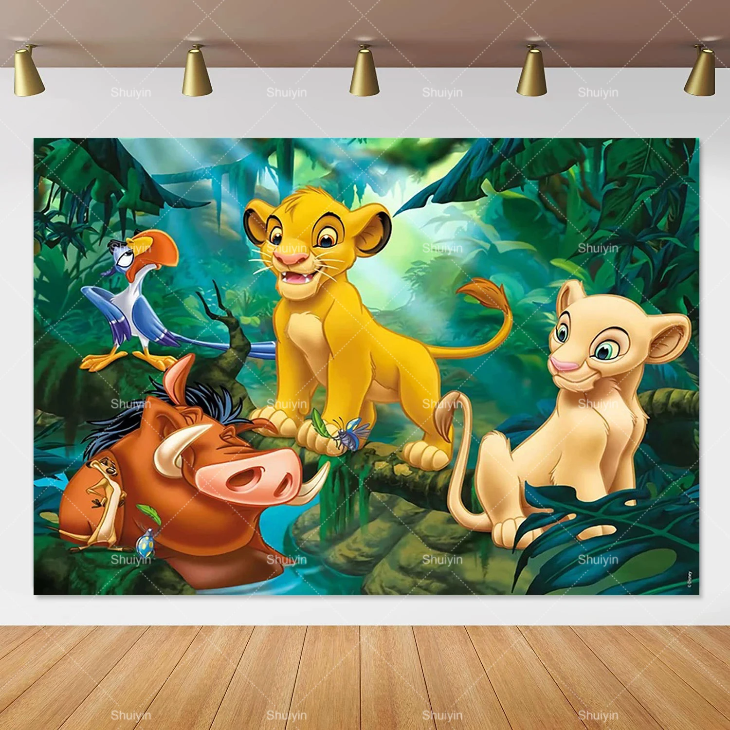 Simba's Jungle Celebration Backdrop - Tropical Birthday Party Decor Banner
