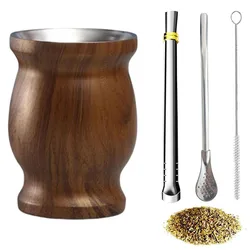 Yerba Mate Stainless Steel 8oz Insulated Cup Set with Straws and Cleaning Brush - 8oz (4PCS SET)