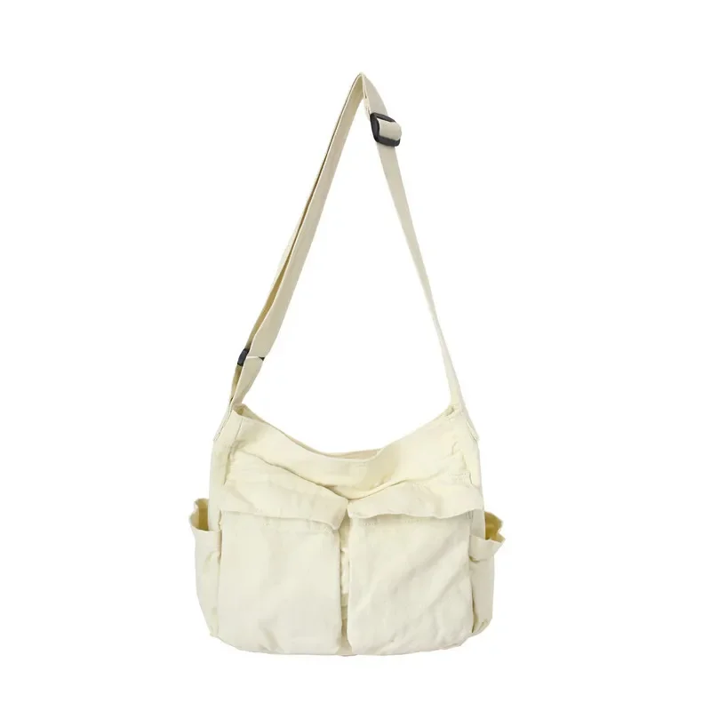thumbnail image 1 of Bolso de hombro de lona grande con capacidad para adolescentes, de mezclilla suave y lisa, para viajes, unisex, informal, tipo bandolera, XA304C, 1 of 5