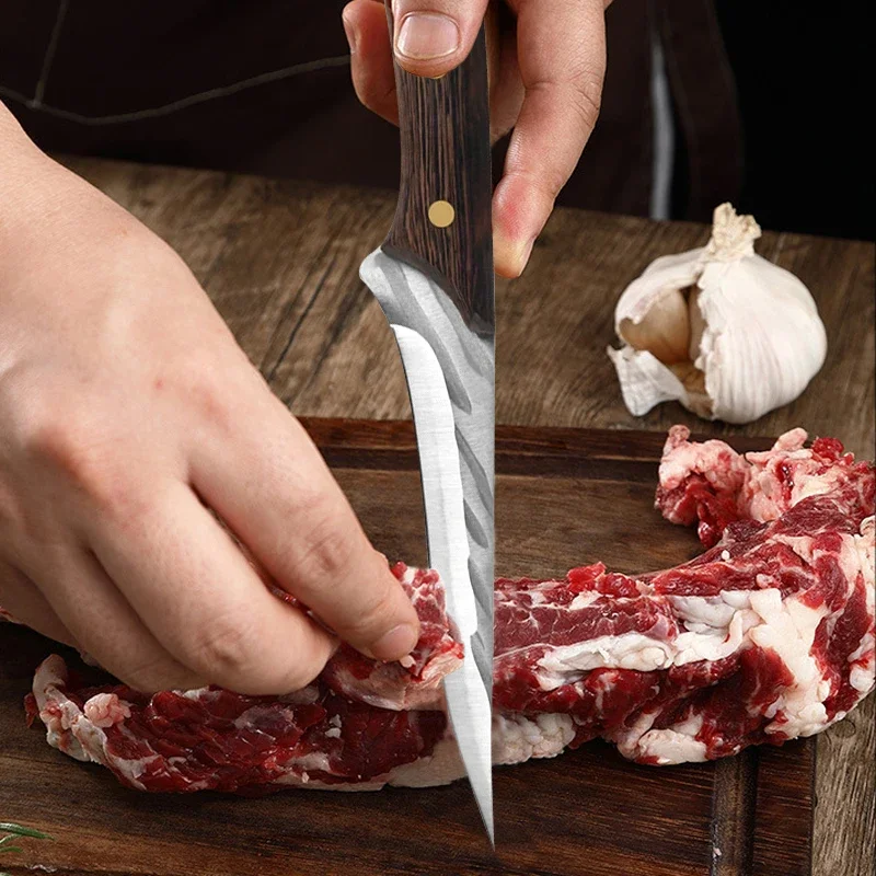 Handmade Forged Meat Cleaver Stainless Steel Boning Knife Camping Hunting Knives Butcher Knife Outdoor Barbecue knife Withcover
