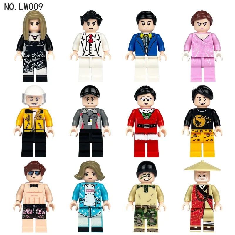 생일 파티 장식 LW009 어린이들이 조립한 작은 장난감 조각, 수도승, 레이서, 방패, 도시 전문 인형들.