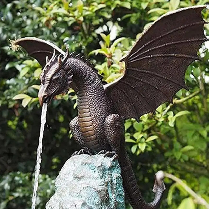 Fontana da giardino statua del drago spruzzo d'acqua modello di drago resina Waterscape scultura Cool Pond Spitter paesaggio Decor Dragon