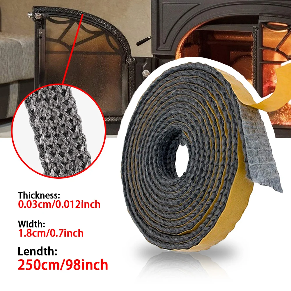 2.5M Fireplace Sealing Rope Gasket Cord Stove Door Fireplace Cord High Temperature Woodburner Stove Sealing Rope Replacement