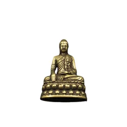 Antique Brass Sakyamuni Buddha Figurine - Miniature Desktop Ornament Statue Decoration (1pcs)
