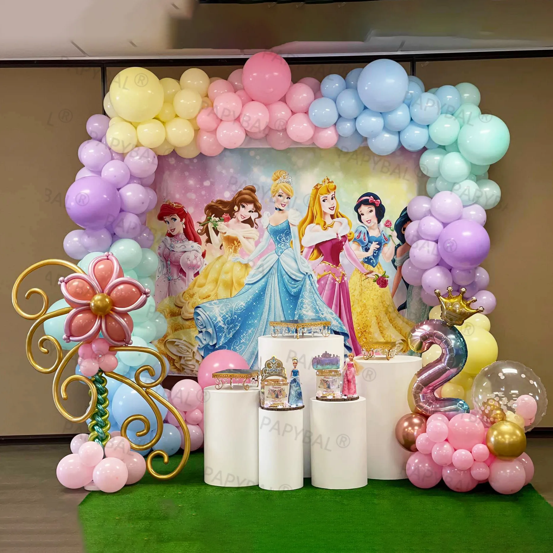 Ballons Princesse Disney En Aluminium 32 , 182 Pièces, Kit En Arc