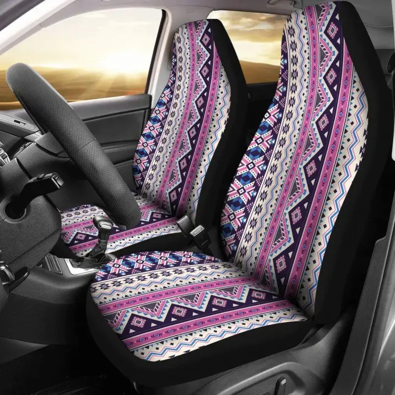 

Pink Purple Ethnic Aztec Boho Chic Bohemian Pattern Pair 2 Front Covers Seat Protector Car Accessories