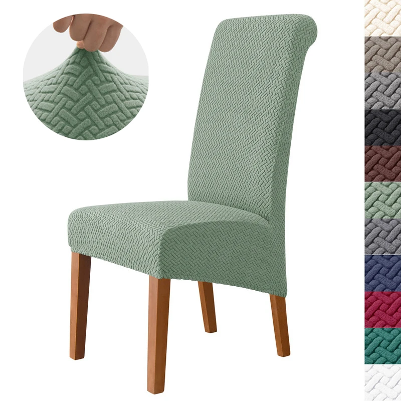Stretch High Back Chair Covers Solid Color Kitchen Dining Chairs