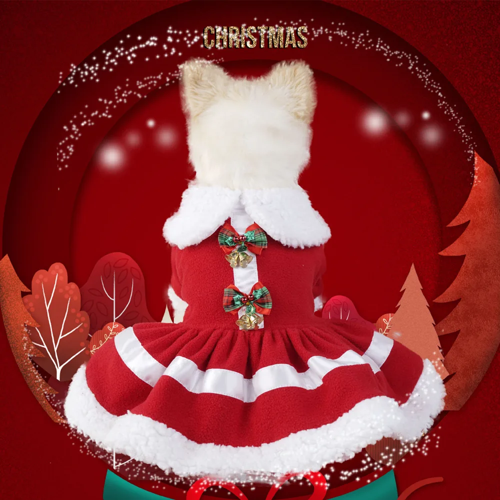 Pet Dress Christmas Dog Dresses For Small Dogs Clothes Winter Warm Skirt Christmas Cosplay Cat Pet Dog Dress Fancy Princess Puppy Dress Pet Dog Clothes