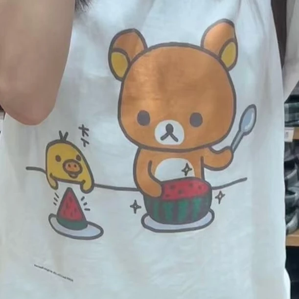 Eating watermelon rilakkuma pure white long sleeve