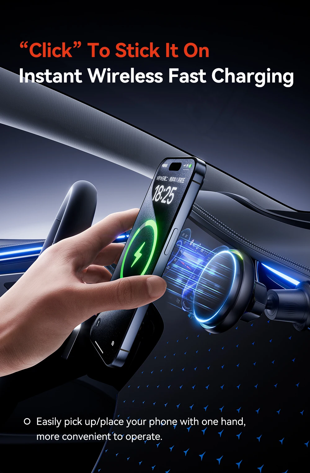 Magnetic Wireless Charger Car Phone Holder 15W Fast Charging Wireless Car Charge