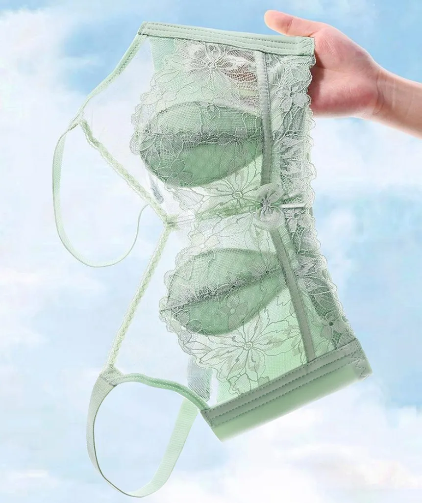 

Two piece Hot selling ultra-thin underwear for women with lace, comfortable rabbit ear cup, no steel ring bra