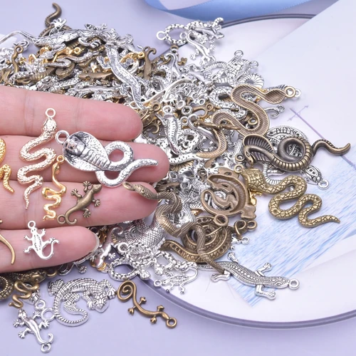 혼합 앤틱 브론 뱀 도마뱀 합금 펜던트, DIY 공예, 쥬얼리 제작, 목걸이 귀걸이, 발견 액세서리, 동물 매력, 10 개 2