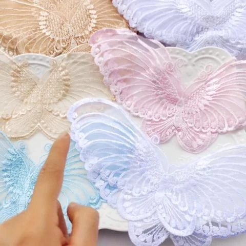 Soft Lace Butterfly Iron on Patches 3D Embroidered Appliques for DIY  Clothing Dress Organza Curtain Hole Repair Stripes Clothes