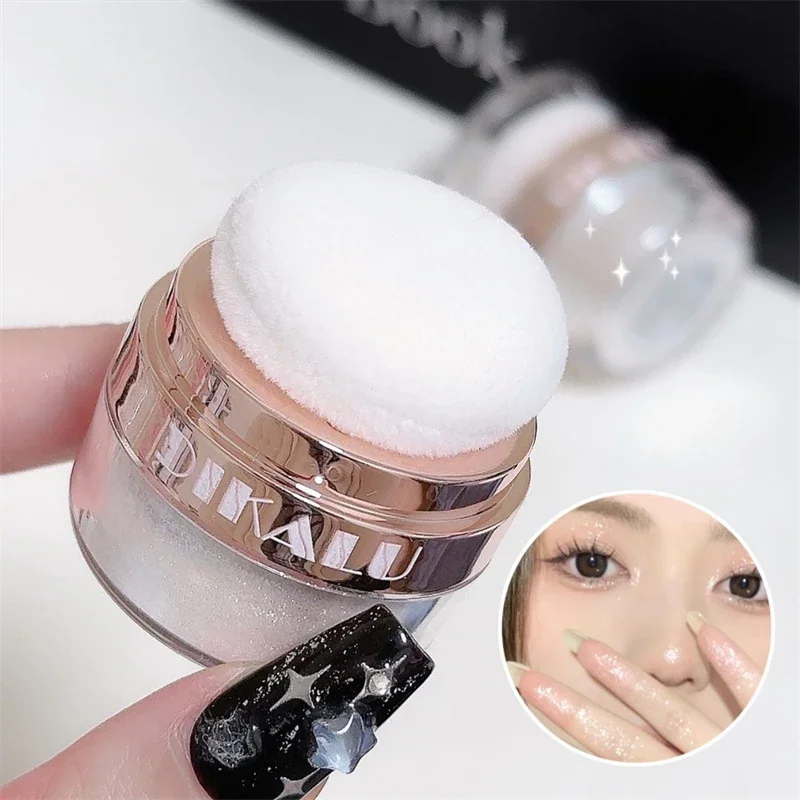 DIKALU Glitter Sparkling Sponge Head Highlighter Powder Face Eyes Body Multi-Use Pearlescent Shiny White Highlight Makeup Powder 4