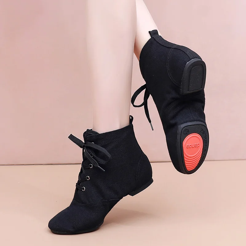Women's Dance Shoes Practice Dance Sneakers Jazz High-top Adult Children's Ballet Shoes Canvas Jazz Boots Soft-soled dance shoes