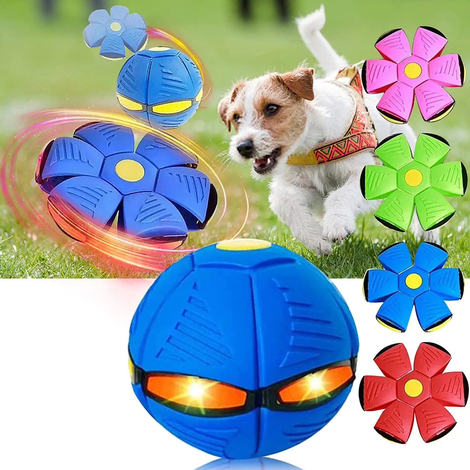 

2023 New Pet Dog Toy Magic Flying Saucer Ball Durable Soft Rubber Interactive Throwing Ball For Small Medium Large Dogs