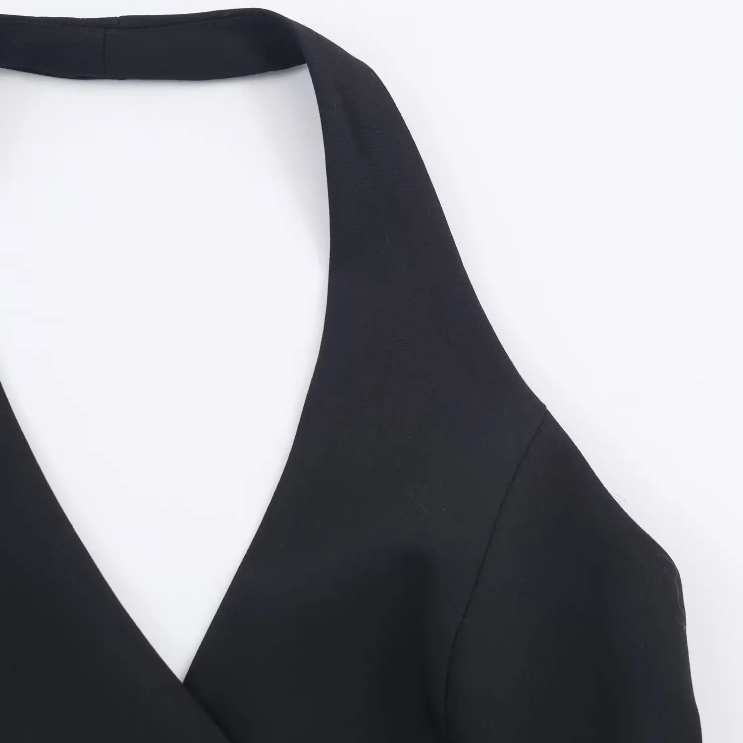 Women Fashion V-Neck Blazer Vests Female Vintage Solid Front Button Sleeveless Waistcoat Summer Sexy Backless Lady Chic Vest Top