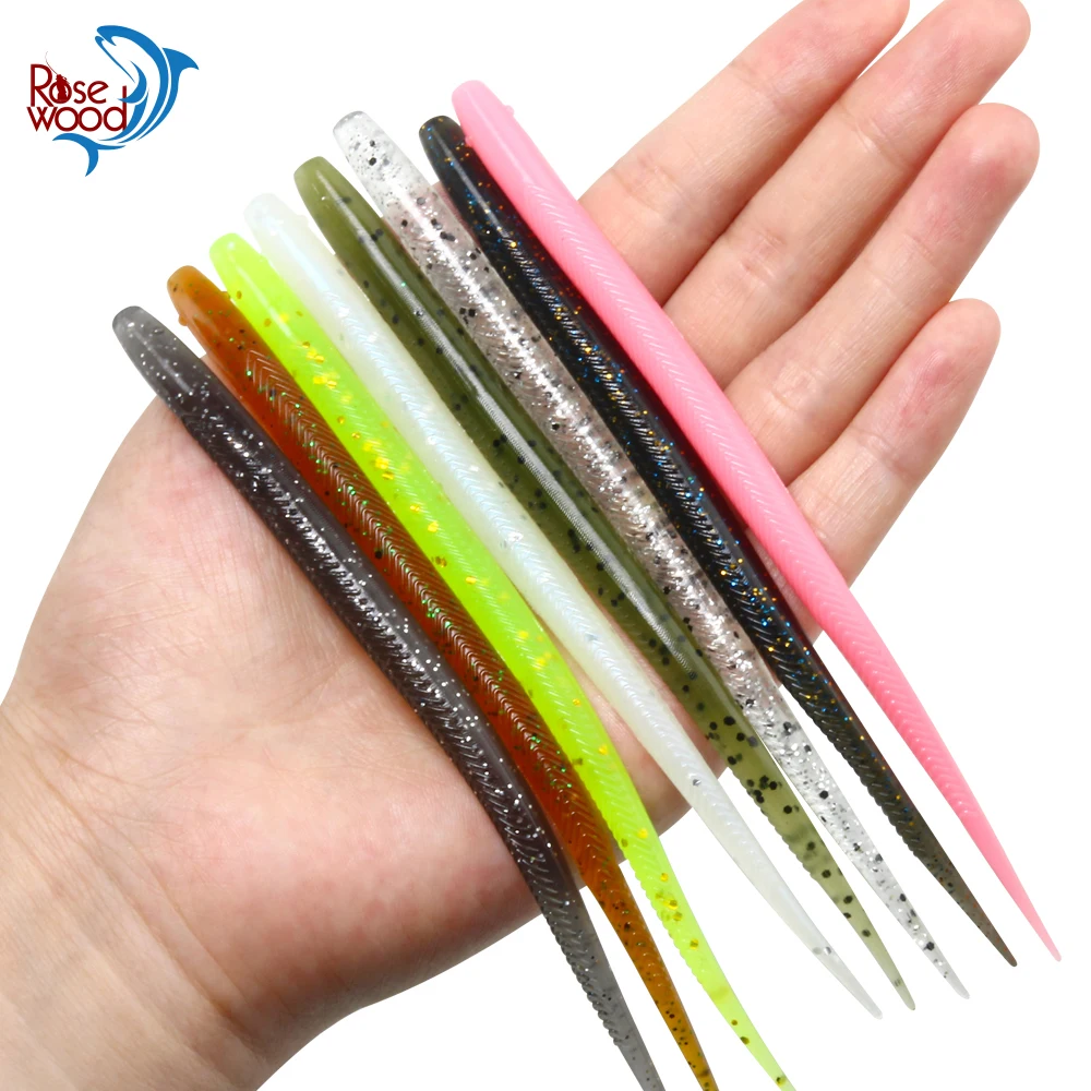 Rosewood 140mm Soft Lure Fishing Worm Drop Shot Finesse Plastic Wacky Stick  Baits Carp Bass Additive Silicone Jig Wobblers 10pcs