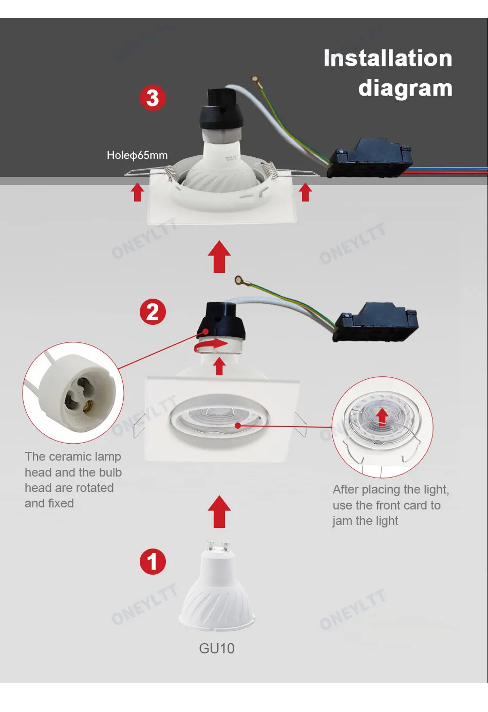 Square LED Recessed Ceiling Light Fitting Fixture for Spot light S1dc86ca0f86a4998ba2486c17f1f75b3m